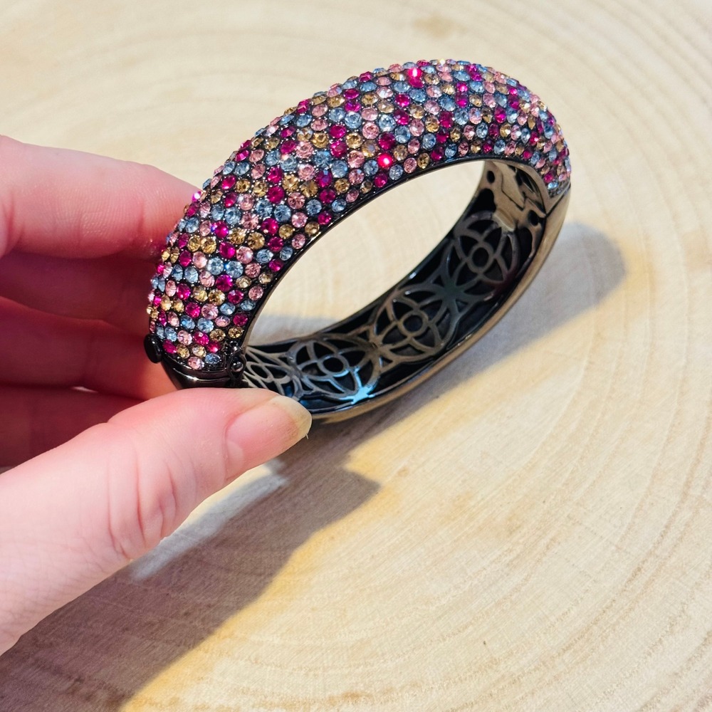 Joan Boyce Pave B Bangle Bracelet Crystal jeweled‎ colorful pastels Statement